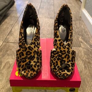 Charlotte Russe Animal Print Peep Toe Heels